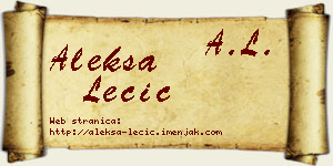 Aleksa Lečić vizit kartica